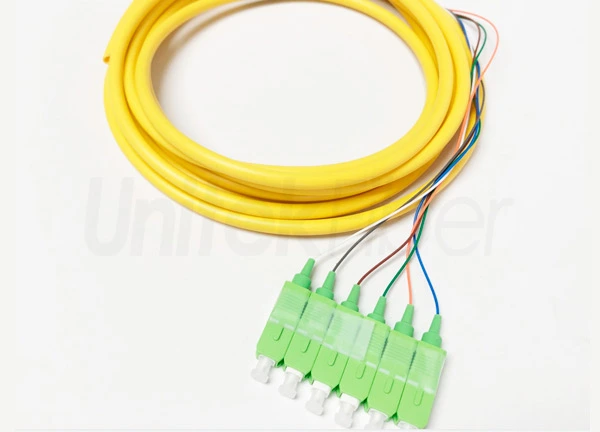 High Density Bulk Fiber Optic Pigtail SC/APC 6 Cores SM Corning G657A1 LSZH Yellow
