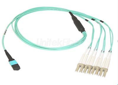 MPO Fiber Cable to LC Fiber Optic Patch Cord 8 cores  OM3 with 2.0mm Pigtail
