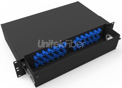 2U 48 Ports Rack Mount Fiber Optical Sliding ODF Box Installed with FC adapters and Pigtails