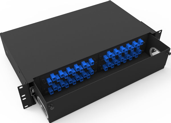Rack Mount Fiber Optical Sliding Patch Panel 2U 96 cores with LC Duplex Adapters and Pigtails