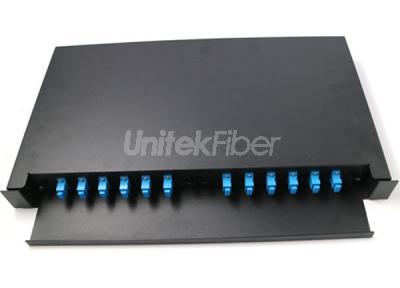 1U 19 inch Rack Mount Sliding Fiber Optic Patch Panel with Splice Tray, LC Pigtail and adapter