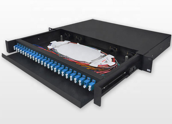 Sliding Fiber Optic Patch Panel with 12 Port 24 Port Dismountable Adapter Faceplate