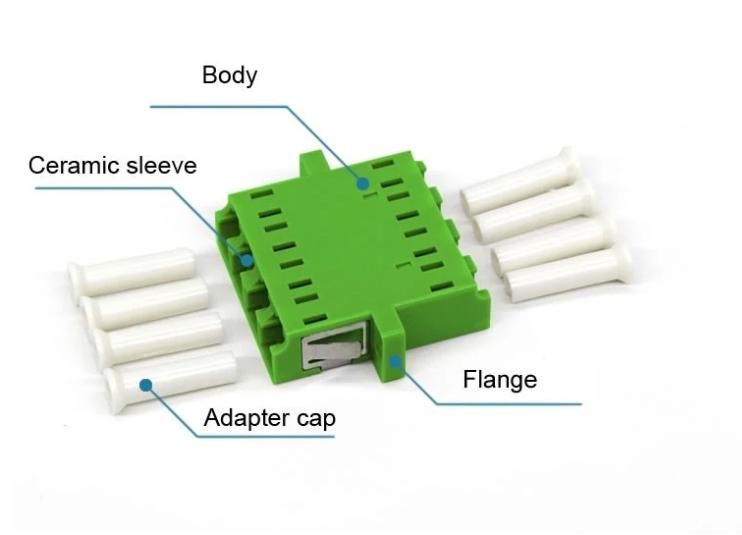 Factory Supply LC APC Single Mode Quad Fiber Optic Adapter Mating Sleeves