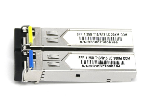 WDM 1.25G SFP Optical Transceiver Wave Length T1550nm R1310nm Transmission Distance 20KM