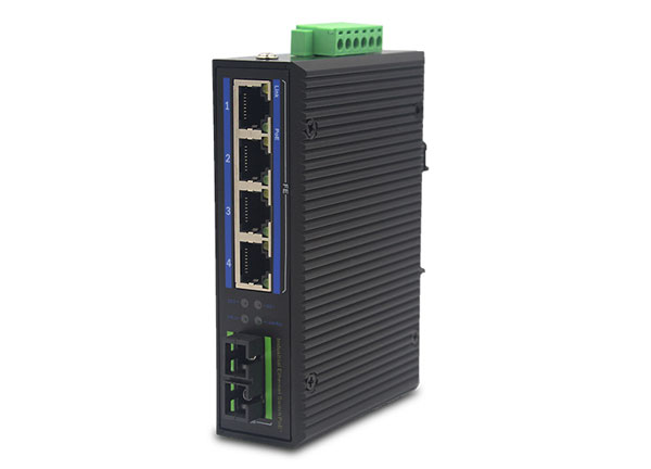 High Speed RJ45 4 Ports 1 Fiber Ports Industrial POE Switch IP40 Protection Industrial Networking Media Converter
