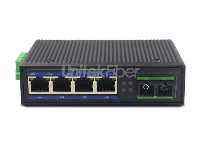 High Speed RJ45 4 Ports 1 Fiber Ports Industrial POE Switch IP40 Protection Industrial Networking Media Converter