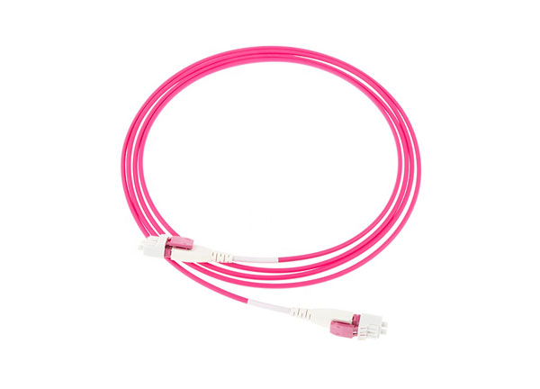 High Quality Uni-boot LC/UPC-LC/UPC Optical Fiber Patch Cord Duplex OM4 Multimode Pink 2mm