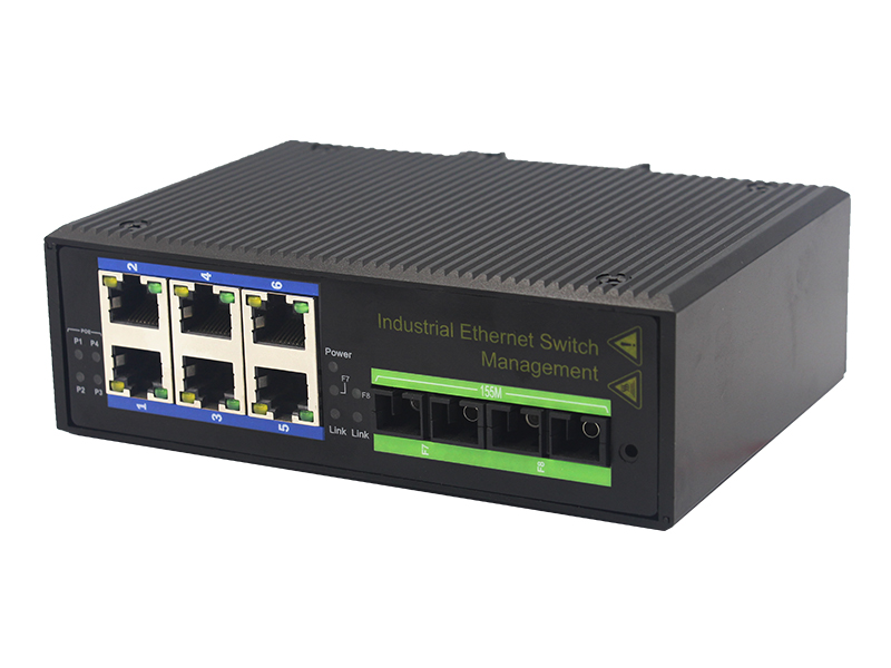 Managed Industrial Ethernet Switch 2 Optical Ports and 6 RJ45 Ports 100m China Wholesale