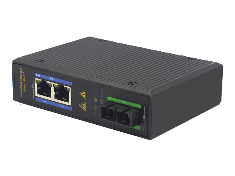 High Quality 1 Fiber Optical Port RJ45 2 Ports Network 10M 100M Industrial Ethernet PoE Switch