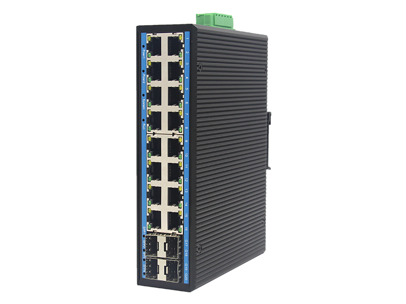 Wall Mount Din Rail Gigabit 16 Port RJ45 4 Port SFP Unmanaged Industrial Ethernet Switch