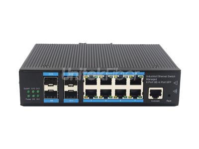 Customized 10M 100M 1000M 4 SFP Ports  8 RJ45 Ports Full Gigabit Managed Industrial Ethernet Switch