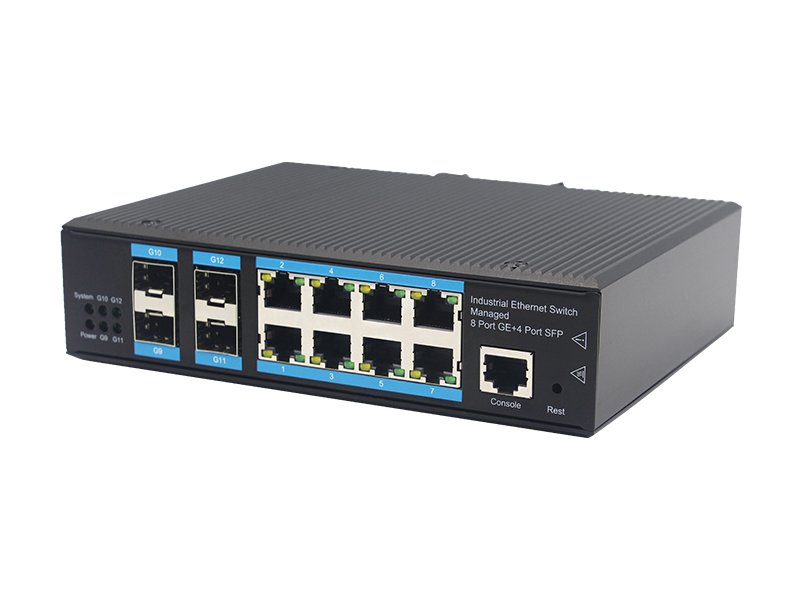 Customized 10M 100M 1000M 4 SFP Ports  8 RJ45 Ports Full Gigabit Managed Industrial Ethernet Switch