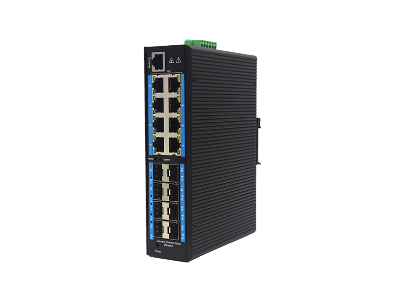 Industrial-grade Ethernet Switch High Stability Managed Full Gigabit switch with 8 Ports RJ45 and 8 Ports SFP