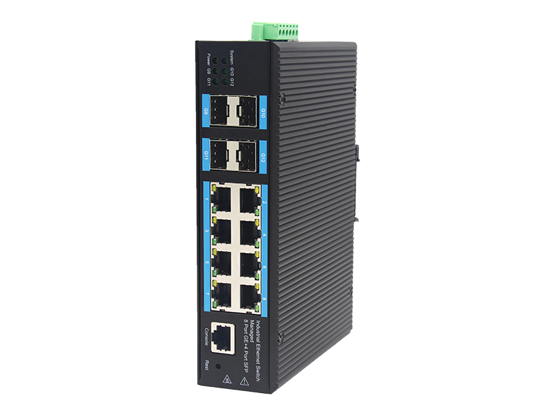 Customized 10M 100M 1000M 4 SFP Ports  8 RJ45 Ports Full Gigabit Managed Industrial Ethernet Switch