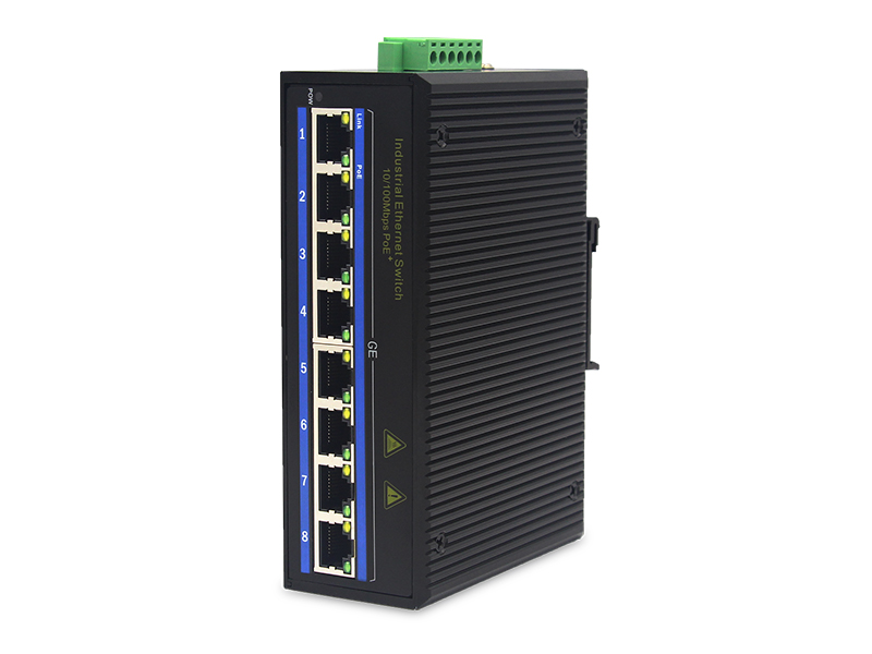 Din-Rail Mount 10M 100M 1000M Gigabit Electrical 8 Ports Industrial POE Switch