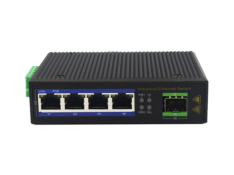 10M 100M 1000M High Reliability Industrial PoE Ethernet Switch with 4 Electrical Ports and 1 SFP Port