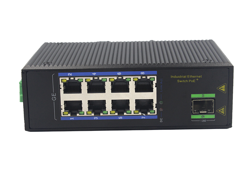 PoE Gigabit Industrial Ethernet Switch with 1 SFP Fiber Port and 8 Electric Ports High Performance China