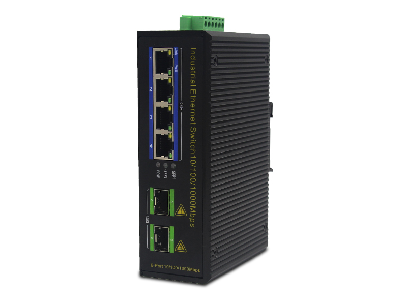 Din Rail Mount 1000M Industrial-grade PoE Ethernet Switch with 2 SFP Ports 4 RJ45 Ports High Quality