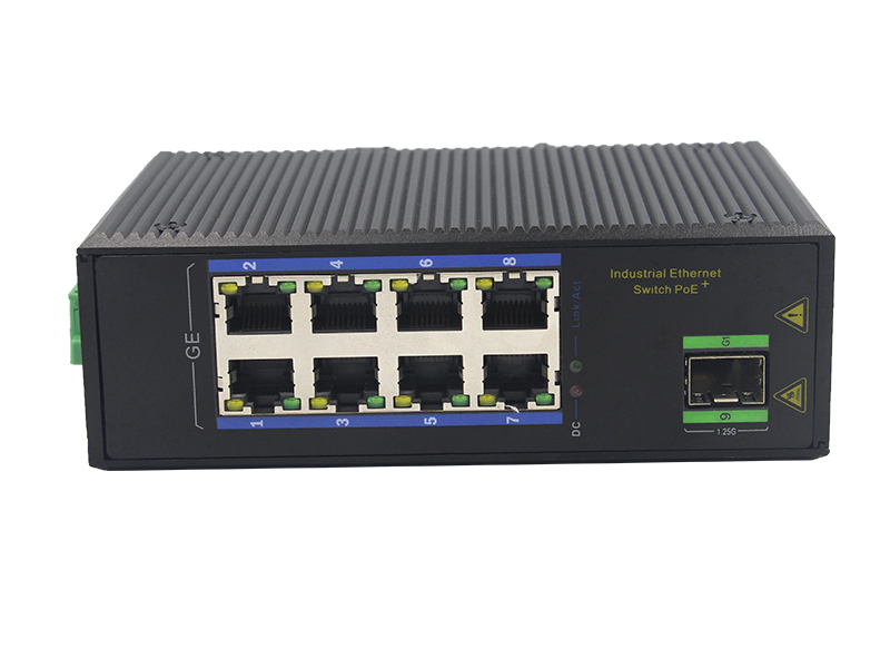 10M/100M 8 ports RJ45 and 1000M 1 Optical Port Non-managed Industrial PoE Ethernet Switch