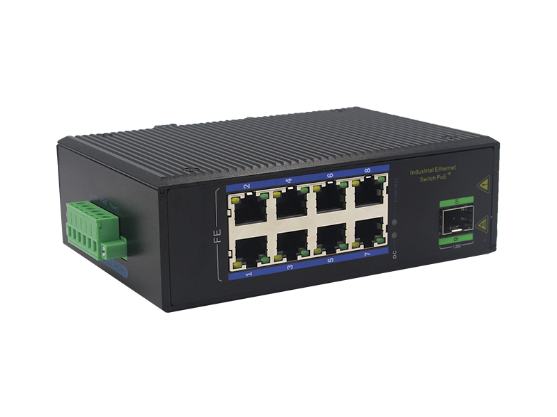 10M/100M 8 ports RJ45 and 1000M 1 Optical Port Non-managed Industrial PoE Ethernet Switch