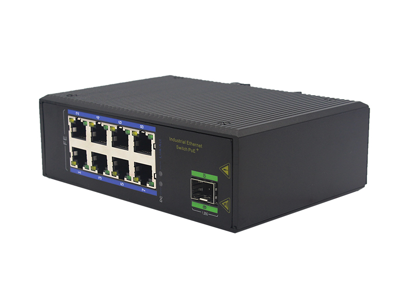 10M/100M 8 ports RJ45 and 1000M 1 Optical Port Non-managed Industrial PoE Ethernet Switch