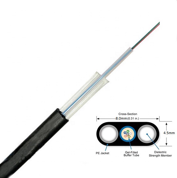 Customized Outdoor Fiber Optic Drop Cable GYFXTBY 2-24 cores G657 G652D PE|LSZH Black
