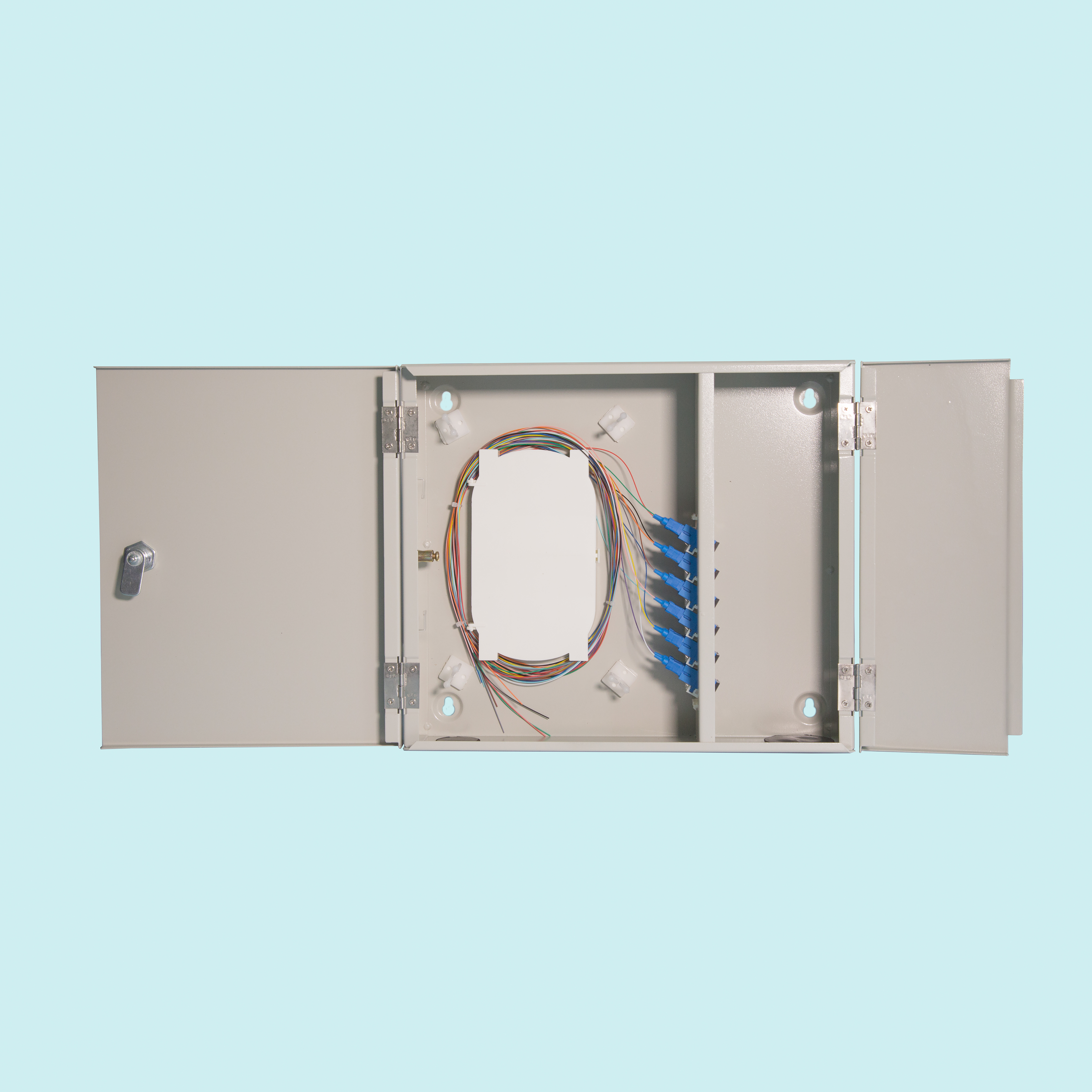 WMC05 Dual Doors Wall Mount Fiber Enclosure SC 12 Port SM|MM Optical Fibers