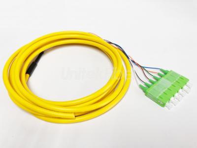 High Density Bulk Fiber Optic Pigtail SC/APC 6 cores SM Corning G657A1 LSZH Yellow
