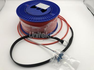 Armored Bulk Fiber Cable Optic Jumper 6 cores LC/UPC-LC/UPC Pulling Eye Assembles LSZH Red