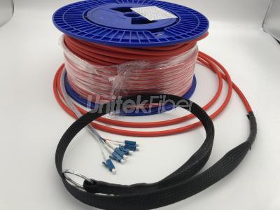 Armored Bulk Fiber Cable Optic Jumper 6 cores LC/UPC-LC/UPC Pulling Eye Assembles LSZH Red