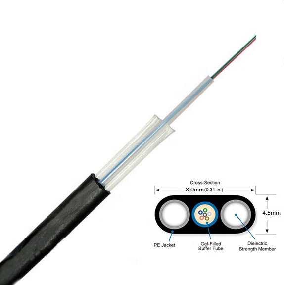Customized Outdoor Fiber Optic Drop Cable GYFXTBY 2-24 Cores G657 G652D PE|LSZH Black