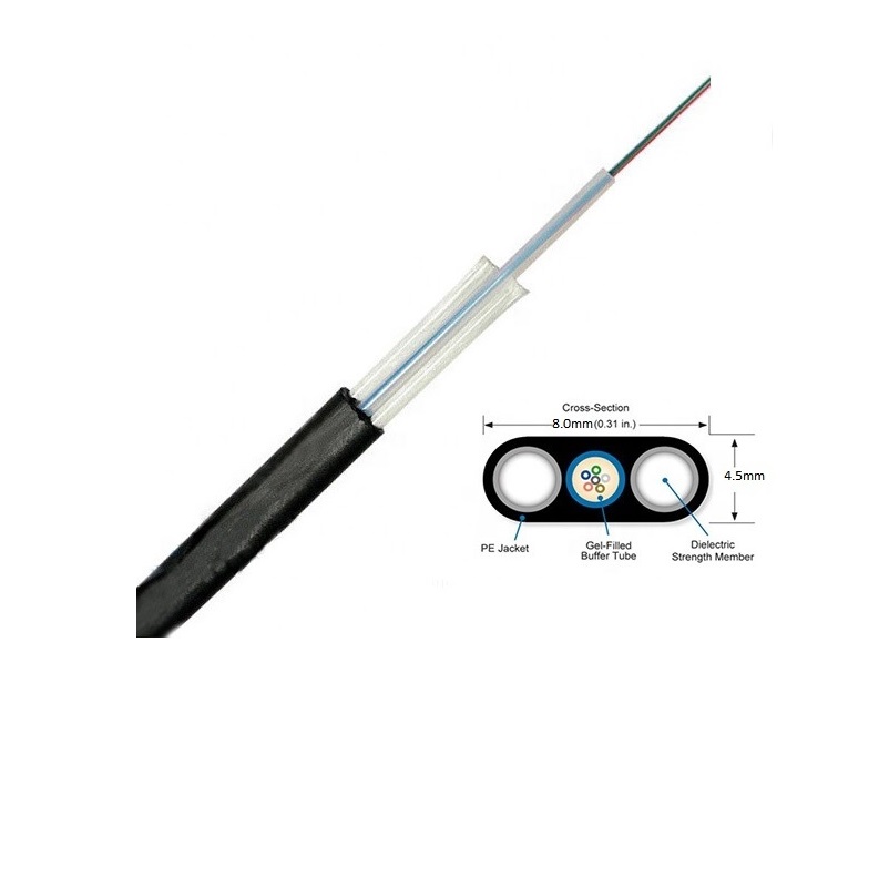 Aerial Outdoor Flat Drop Fiber Optic Cable GYFXTBY 2-24F G652D Single mode Multimode FR LSZH