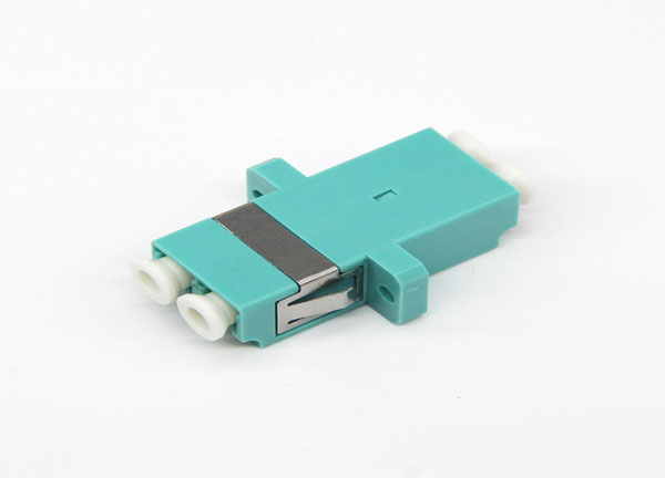 Fiber Optical Flange Adapter Coupler LC Duplex 0.2dB 10G OM3 Aqua Color