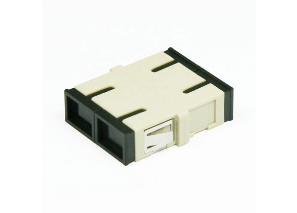 Flangeless SC UPC Fiber Optical Cable Adapter OM1 Duplex Beige Color 0.2dB