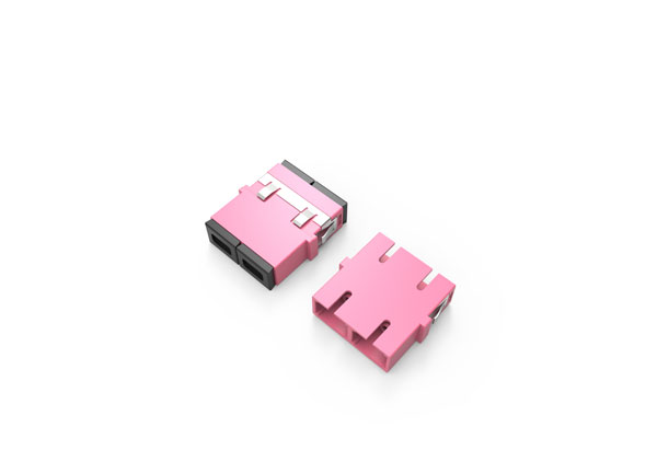 Short Ears SC to SC Fiber Optic Adapter Duplex for OS2/OM3/OM4/OM5 Fiber Cable Connection