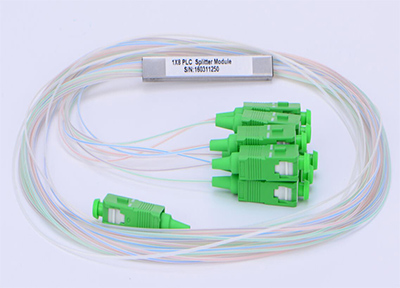PON Fiber Optic Micro PLC Splitter Type 0.9mm with LC SC Terminations