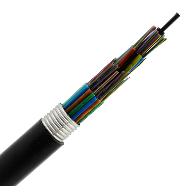 Underground Fiber Optic Cable GYTA SM G652D Stranded Loose Tube Cable Armoured 24 Cores PE Jacket