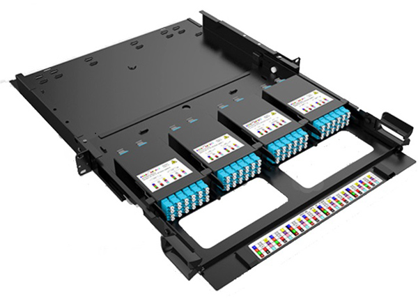 1U 19 Inch Sliding MPO & MTP Fiber Optic Patch Panel with Cabling Management Shelf