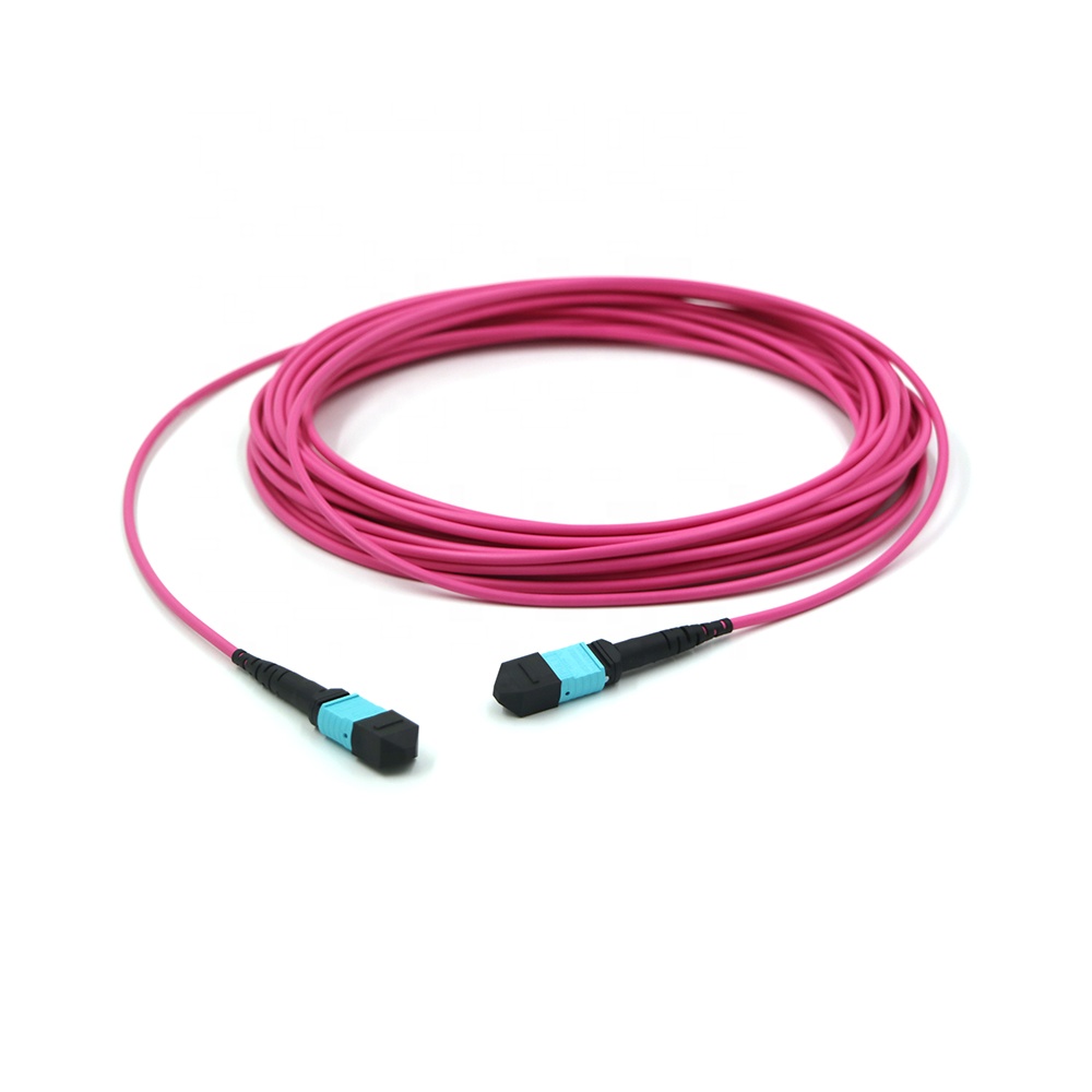 MPO-MPO 24 Fiber Patch Cord Type B OM4 50125um Pink 2.0mm MM 40G Data Center Cabling