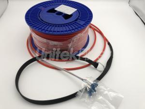 Armored Bulk Fiber Cable Optic Jumper 6 Cores LC/UPC-LC/UPC Pulling Eye Assembles LSZH Red
