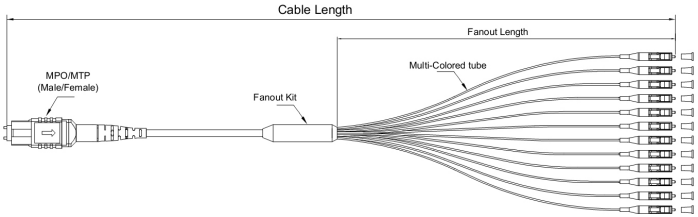 Data Center Cabling 12 Cores MPO MTP-12 * LC Fiber Optic Jumper 10 Gigabit OS2 Yellow 3M LSZH