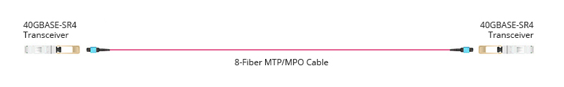 MPO-MPO 24 Fiber Patch Cord Type B OM4 50125um Pink 2.0mm MM 40G Data Center Cabling