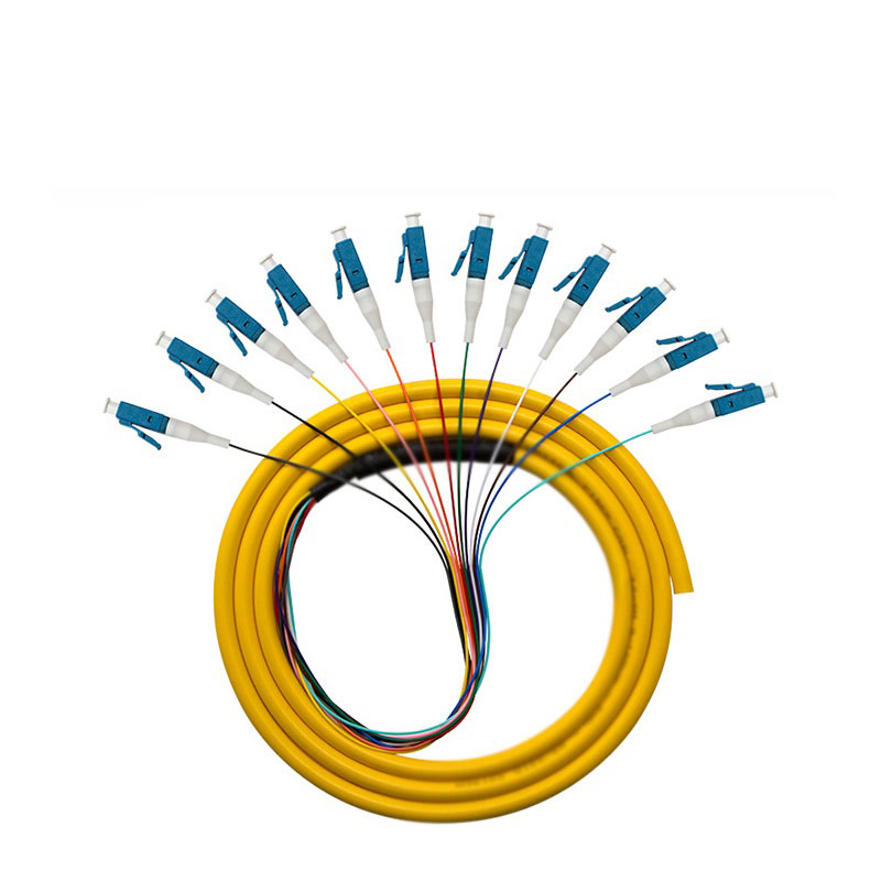 Breakout Fiber Pigtail 12Fibers LC SM G652D G657A1 3M Corning OFNR Bulk Fiber Optic Distribution Pigtail