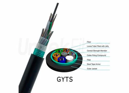 Outdoor Fiber Optical Cable Duct GYTS Fiber Optic Cable Light Armored SM G652D 96 144 288 Core PE