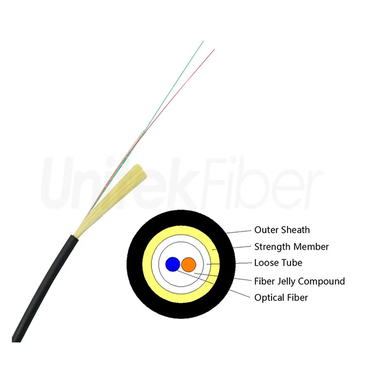 Customized Indoor|Outdoor Fiber Optic Cable 2-24 Cores Single Mode OS2 G657 FR LSZH Black|White