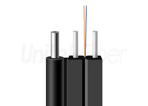 Outdoor FTTH Drop Fiber Optic Cable GJXFH Single Mode 9/125um G657 Fibers 1 2 4 Cores Flame Retardant LSZH Black