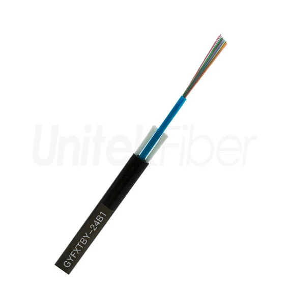 Outdoor Self-Supporting Flat Fiber Optic Cable GYFXTBY 6 12 24 Cores G657 G652D PE|LSZH Black