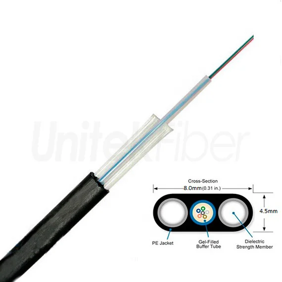 Aerial Outdoor Flat Drop Fiber Optic Cable GYFXTBY 2-24F G652D Single mode Multimode FR LSZH