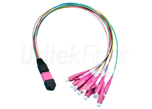 Fan-Out MTP MPO Fiber Jumper 12 Core LC SC FC ST 50/125um multimode OM4 LSZH