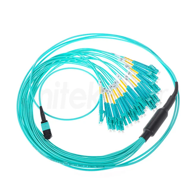 High-density Fiber Optical Patch Cord 24F OFNP MPO/MTP- LC Duplex MM Trunk Jumper OM3 0.3m 0.5m 1m